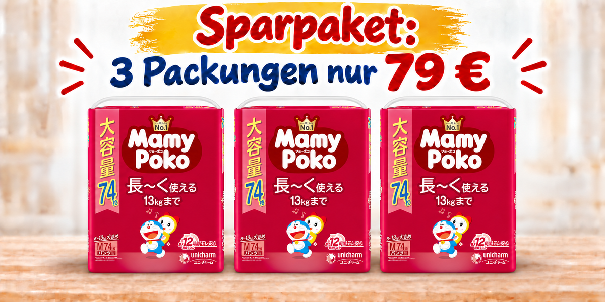Sparpaket: Mamy Poko Pants M 6-13 kg, 3 Packungen