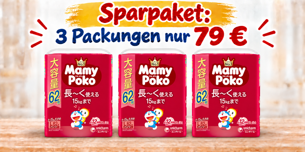 Sparpaket: Mamy Poko Pants L 9-15 kg, 3 Packungen