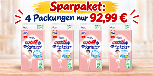 Sparpaket: GOO.N Plus+ Sensitive L 9-14 kg, 4 Packungen