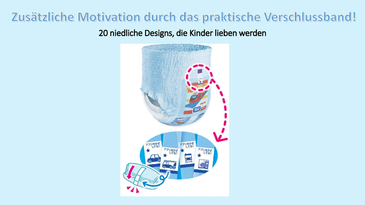 MOONY japanische Töpfchen-Trainingshosen, Größe L, 9–14 kg, für Jungen, 34 Stück
