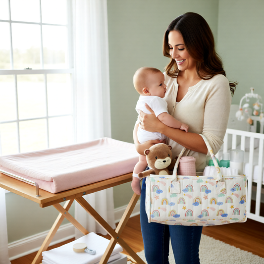 Baby Windel Organizer, Tragbarer Wickelkorb für Zuhause und Unterwegs